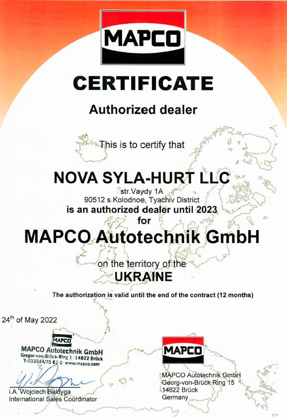 Mapco certificate