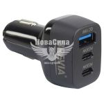 Зарядне для портативних пристроїв 12-24V (Brevia) 1USB-A, 2USB-C, 78W