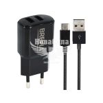Зарядне для портативних пристроїв 220V (Brevia) 2USB-A, 12W (з кабелем USB-A - Type-C)