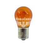 Лампочка 1-но конт. груша жовта 12V-21Вт PY21W BAU15s (Brevia) (упак.-10шт.)