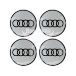 Наклейка Audi на ковпаки (силікон) срібна діам. 7
