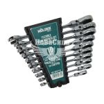 Набір ключів ріжково-накидних з тріщоткою і шарніром (Molder Tools) 10шт. (8-19мм.)