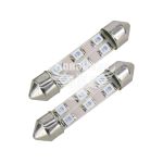 Лампочка 2-ох цокольна LED T11_C8W SMD зелена 6-діодів 12V-0,7Вт SV8.5-8 41мм. (Futura) (к-т.-2шт.)