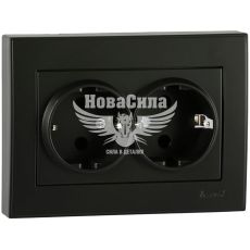 LEZARD RAIN Розетка подвійна з/з ПБТ, антрацит з боковою вставкою