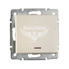 LEZARD RAIN Выключатель проходной одинарный с подсветкой, жемчужно-белый перламутр, без рамки