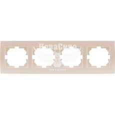 LEZARD RAIN Рамка 4-я горизонтальная, жемчужно-белый перламутр с боковой вставкой