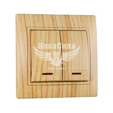 LEZARD MIRA Вимикач подвійний з підсвіткою, дуб вибілений матовий