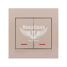 LEZARD DERIY Вимикач подвійний з підсвіткою, крем