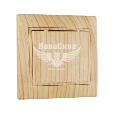 LEZARD MIRA Розетка одинарная з/з с крышкой, дуб выбеленный матовый