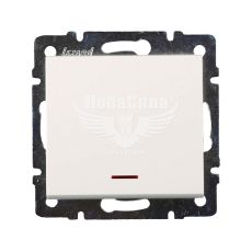 LEZARD RAIN Вимикач одинарний з підсвіткою, білий, без рамки