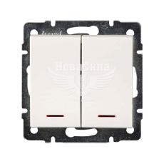 LEZARD RAIN Выключатель двойной с подсветкой, белый, без рамки