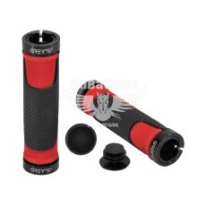 Гріпси на кермо велосипеда (Greys) гумові, затискачі 2 шт, довжина 130 мм, чорні з червоним