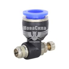 З'єднувач (кран) трубки ПВХ з зовн. різьбою Г-подібний пластик 1/8х12мм. (Airkraft) з регулюванням подачі повітря