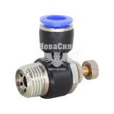 Соединитель (кран) трубки ПВХ с наружной резьбой Г-образний пластик 1/2х12мм. (Airkraft) с регулировкой подачи воздуха