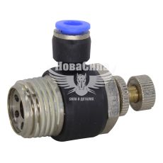 Соединитель (кран) трубки ПВХ с наружной резьбой Г-образний пластик 1/2х6мм. (Airkraft) с регулировкой подачи воздуха