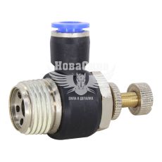 Соединитель (кран) трубки ПВХ с наружной резьбой Г-образний пластик 1/2х8мм. (Airkraft) с регулировкой подачи воздуха