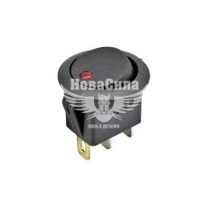 Кнопка (выключатель) универ. 1-полож. / 3 вых. (черная с индюк.) круглая