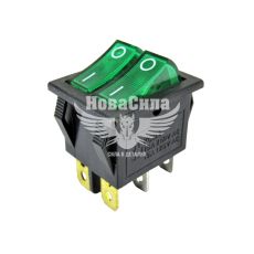 Кнопка (вимикач) універс. 1-полож. / 6-вих. (зелена+зелена) подвійна