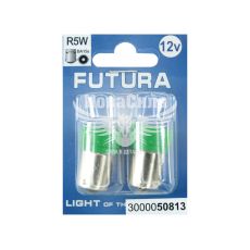 Лампочка 1-но конт. черешня зеленая LED SMD 12V 6-диодов R5W BA15s (Futura) (к-т.-2шт.)