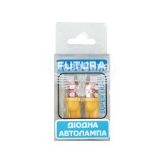 Лампочка без цоколя LED T10_W5W SMD жовта 12-діодів 12V W2.1x9.5d (Futura) (к-т. 2шт.)