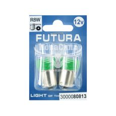Лампочка 1-но конт. груша зелена LED SMD 12V 6-діодів R8W BA15s (Futura) (к-т.-2шт.)
