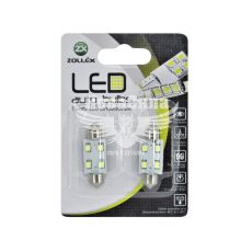 Лампочка 2-ох цокольна LED T11_C5W SMD біла 4-діоди 12V-5Вт SV8.5-8 36мм. (Zollex) (к-т.-2шт.)