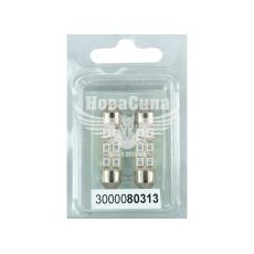 Лампочка 2-ох цокольна LED T11_C8W SMD зелена 6-діодів 12V-0,7Вт SV8.5-8 35мм. (Futura) (к-т.-2шт.)