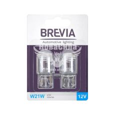 Лампочка без цоколя W21W біла 12V-21Вт W3x16d (Brevia) (к-т. 2шт.)