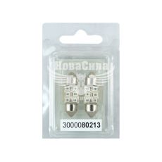 Лампочка 2-ох цокольна LED T11_C8W SMD зелена 6-діодів 12V-0,7Вт SV8.5-8 28мм. (Futura) (к-т.-2шт.)