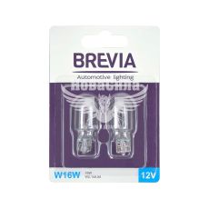 Лампочка без цоколя W16W біла 12V-16Вт W2.1x9.5d (Brevia) (к-т. 2шт.)