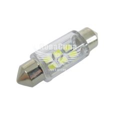 Лампочка 2-х цокольная LED T11_C5W SMD белая 6-диодов 12V-5 Вт SV8.5-8 36мм. (Solar) (к-т.-2шт.)