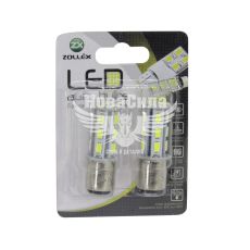Лампочка 2-ох конт. груша біла LED SMD 12V 18-діодів P21/5W BAY15d (Zollex) (к-т.-2шт.)