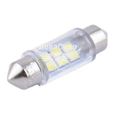 Лампочка 2-х цокольная LED T11_C5W SMD белая 6-диодов 12V-5 Вт SV8.5-8 36мм. (Solar) (к-т.-2шт.)