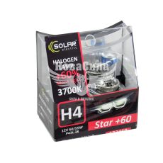 Лампочка галогенна H4 P43t 12V-60/55Вт (Solar) 3700K (Starlight) +60 (кт. 2шт)