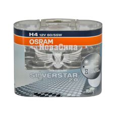 Лампочка галогенна H4 P43t 12V-60/55Вт (Osram) +60 (Silverstar) (кт. 2шт.)