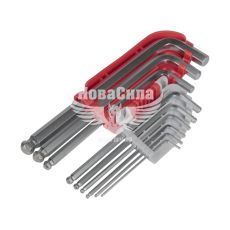 Набір шестигранних ключів Г-подібних з кулястим наконечником (Intertool) 9 од. Cr-V 58-62 HRC