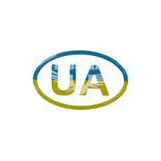 Наклейка UA (силикон) сине-желтая 8x5