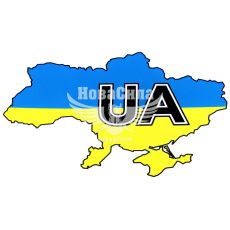 Наклейка UA (карта синьо-жовте тло) (17х11см.)