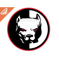 Наклейка Голова Пса (круг черный) 7,5х7,5