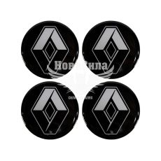 Наклейка Renault на колпаки (силикон) черная диам. 7