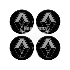 Наклейка Renault на колпаки (черная) (силикон) диам. 5х5