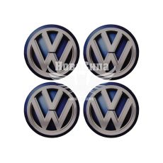 Наклейка VW на ковпаки (синя) (силікон) діам. 5х5