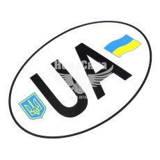 Наклейка UA (овал на білому тлі (герб-прапор) 13,2х9,1