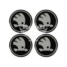 Наклейка Skoda на ковпаки (чорна) (силікон) діам. 5х5