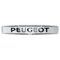 Наклейка з написом Peugeot (срібне тло) (силікон) 12х2,2