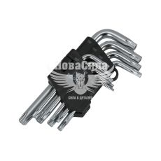 Набор звездочек Г-образных ключей TORX (Topex) 5-ти гранни, 9 предметов 1/4 (TS10, TS15, TS20, TS25, TS27, TS30, TS40, TS45, TS50)