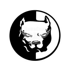 Наклейка Голова Пса (круг срібний) (силікон) 4х4