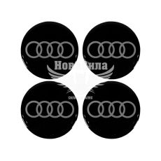 Наклейка AUDI на колпаки (серебряная) (силикон) диам. 5х5