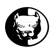 Наклейка Голова Пса (круг чорний) 11х11