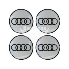 Наклейка Audi на ковпаки (силікон) срібна діам. 7